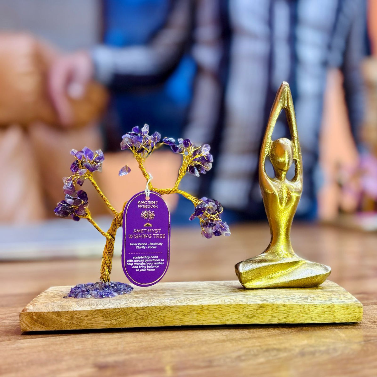 Gemstone Yoga Garden - Sukhasana Pose - Amethyst - Tilted Tree