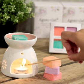Agnes + Cat Wax Melter with Four Soy Wax Melts – Floral Ceramic Burner
